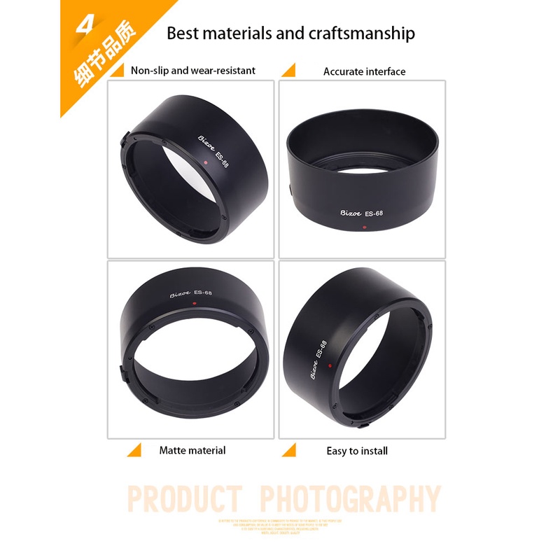 Loa Che Nắng bizoe es-68 Cho Ống Kính Máy Ảnh canon ef 50mm f / 1.8 stm prime 49mm