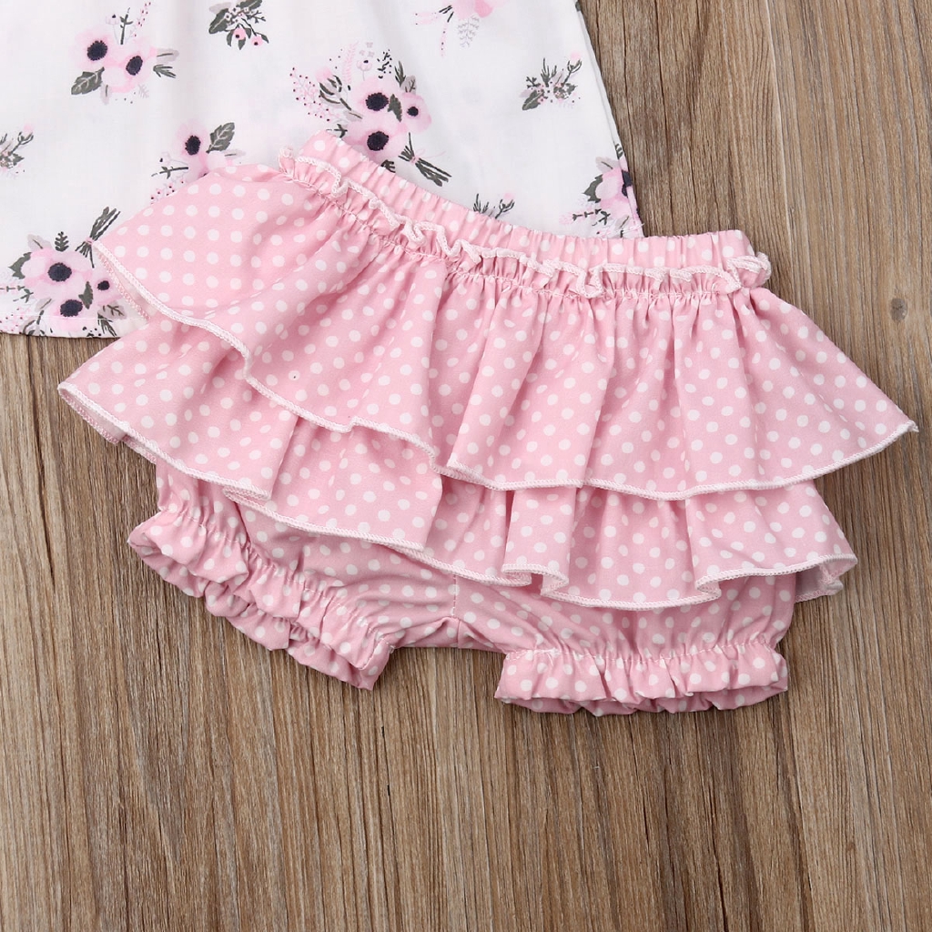 Bộ Quần Áo Gồm 2 Món In Hoa Dành Cho Bé Gái Sơ Sinh