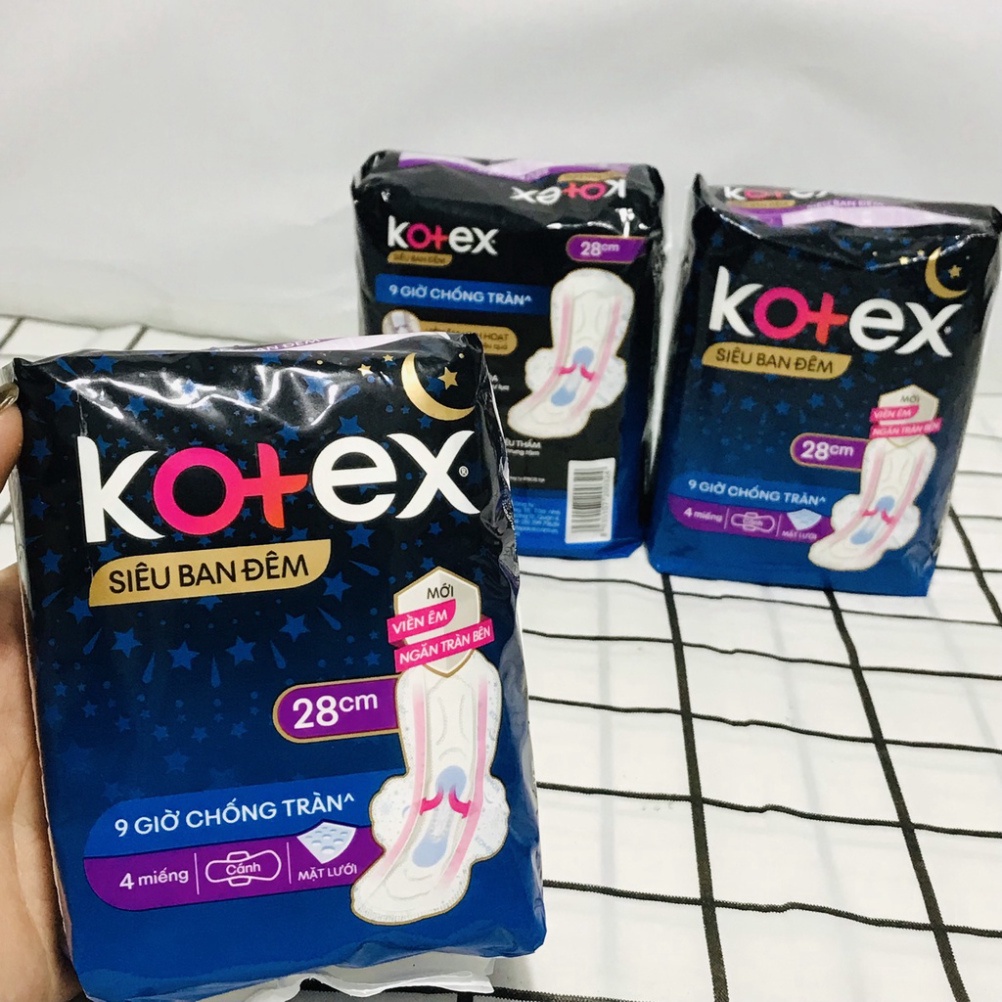 Băng Vệ Sinh Kotex Siêu Ban Đêm Có Cánh 28cm