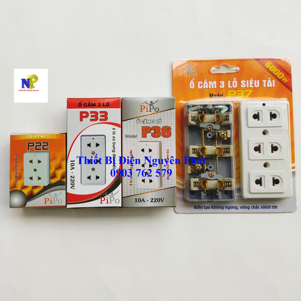 Ổ cắm 3 lỗ siêu tải CS6000w P37 PIPO