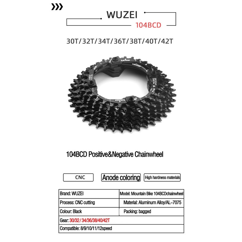 Bánh răng dây xích WALGUN cho xe đạp leo núi 104bcd 30t 32t 34t 38t 40t 42t 44t 46t 48t 50t 52t