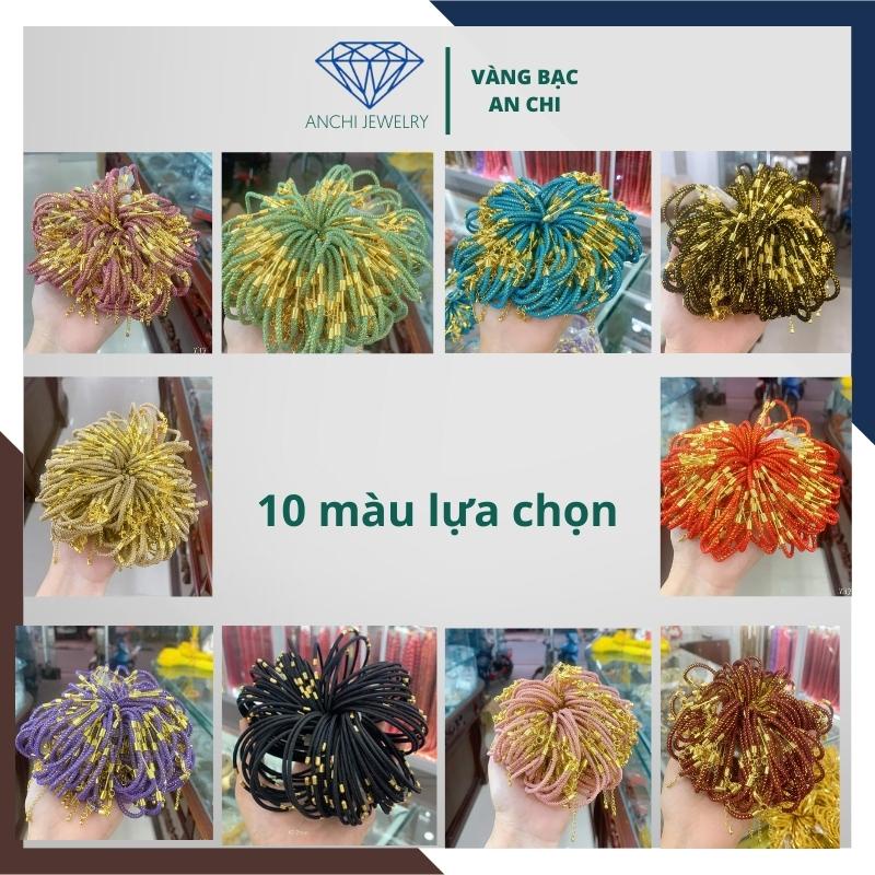 Vòng tay dây dù kim tuyến xỏ charm, đeo lu thống phong thuỷ, đồng điếu, cỏ 4 lá. Anchi jewelry