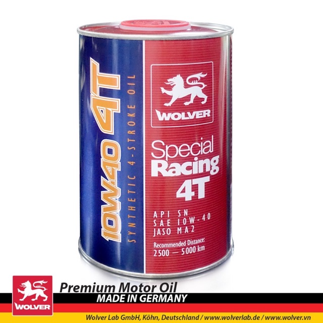 lon 1 lít nhớt wolver special racing full tổng họp 10w-40