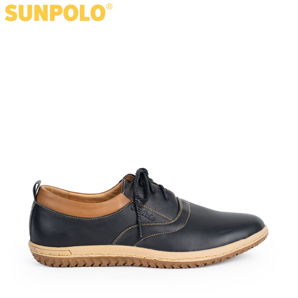 Giày nam Da bò Buộc dây SUNPOLO SPH424 (Xanh navy, Nâu)