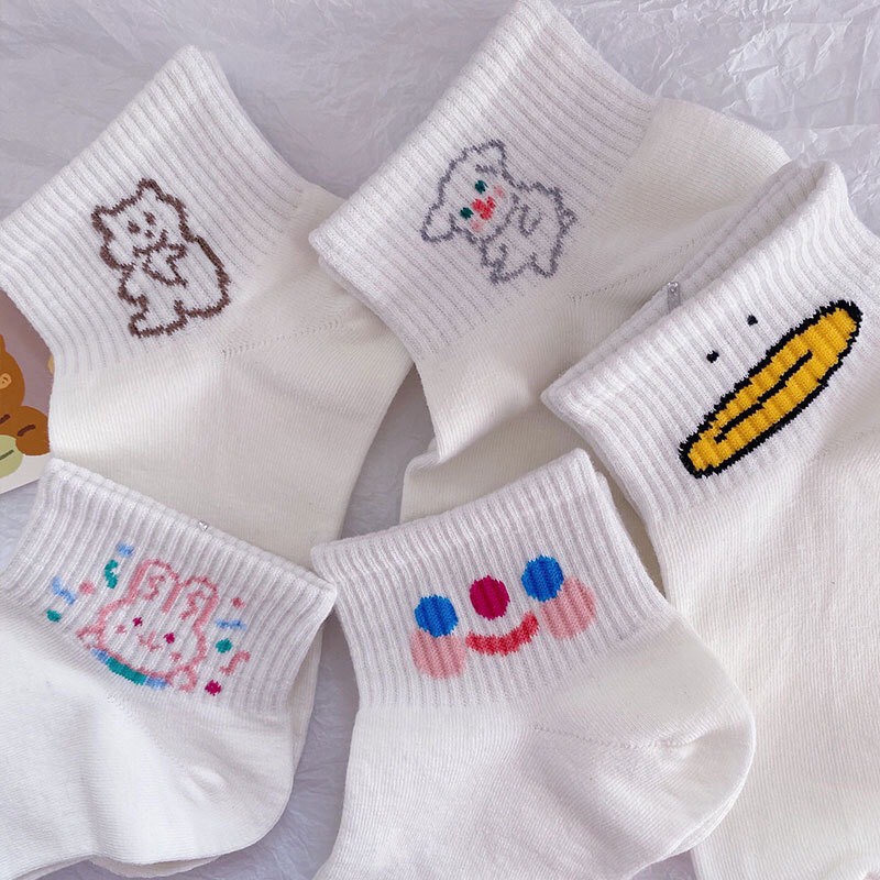 Tất cổ cao, Vớ cổ cao nữ họa tiết dễ thương vải co giãn thời trang unisex