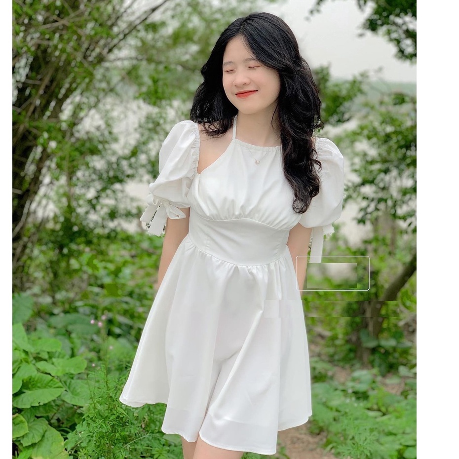 🌸 Đầm tay bồng bánh bèo tiểu thư siết eo dáng chữ a kiểu hàn quốc Ulzzang 🌸