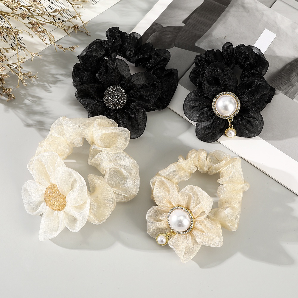 Dây buộc tóc cỡ lớn HAIMEIKANG đính đá và ngọc trai thời trang phong cách Hàn Quốc