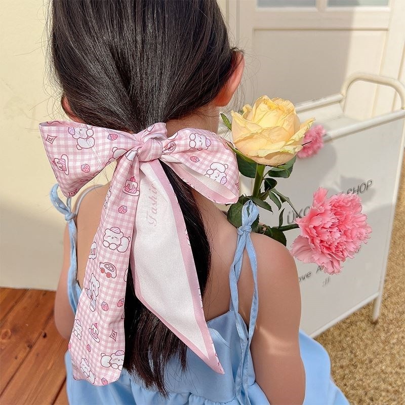 Băng đô vải lụa We Flower thắt nơ in họa tiết hoạt hình phong cách Hàn Quốc cho bé