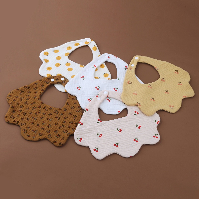 Yếm Ăn Thấm Hút Nước Bọt Có Khóa Cài Xoay 360 Độ Cho Bé Sơ Sinh