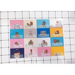 Nhãn vở gấu line NV12, nhãn vở gấu brown,thỏ cony in hình dễ thương,tập 16c in hình khác nhau