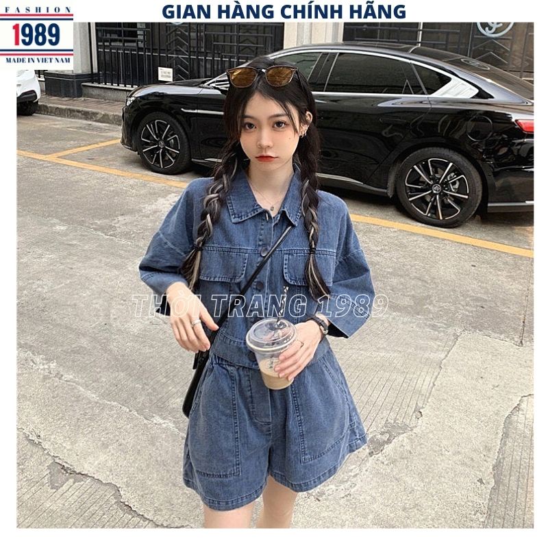 Sét bộ áo bò croptop kèm quần short cạp chun kiểu dáng hàn quốc ulzzang ,sét bộ đi chơi -PHƯƠNG 1989
