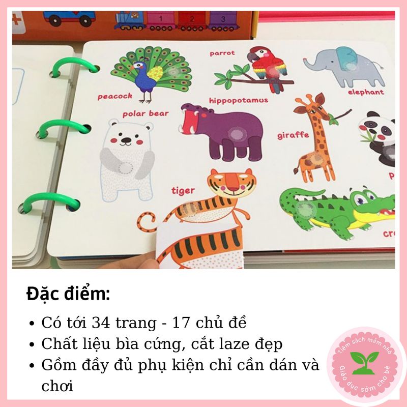 Học liệu Montessori 17 chủ đề, Busy book, học liệu bóc dán thông minh cho trẻ 2-6 tuổi