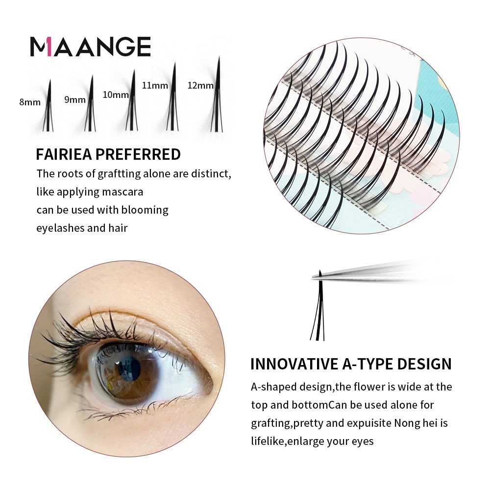 Lông mi giả MAANGE 11mm dáng chữ A phong cách cổ tích Hàn Quốc