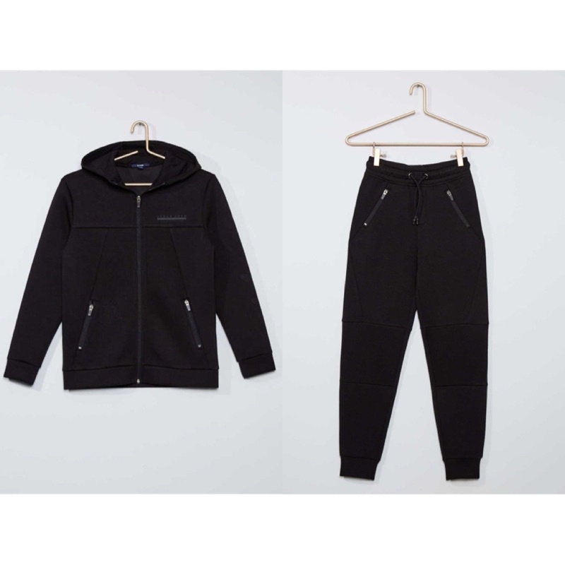 Bộ Nỉ Ép Hoodie Nam Kéo Khoá Đen Kiabi