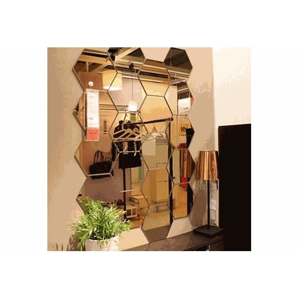 Set 12 Miếng Dán Trang Trí Hình Lục Giác  3D Nghệ Thuật