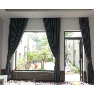 Rèm cửa vải lụa trơn bóng cản nắng, chống bụi