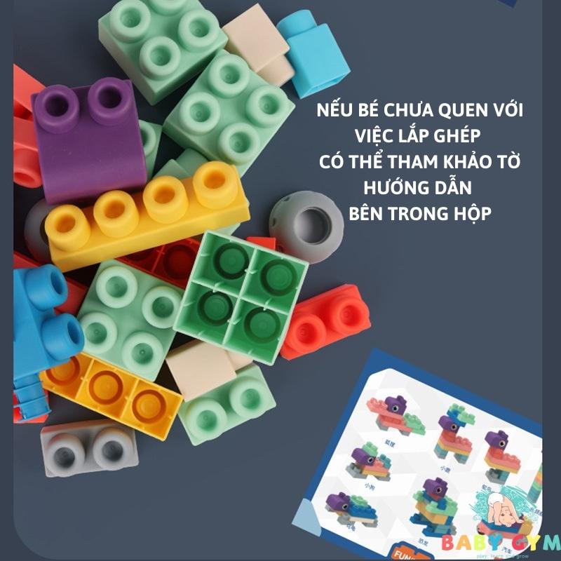 Đồ chơi xếp hình loại to nhựa mềm BABYGYM, Bộ lắp ghép thông minh nhựa dẻo cỡ lớn, miếng ghép to, an toàn cho bé