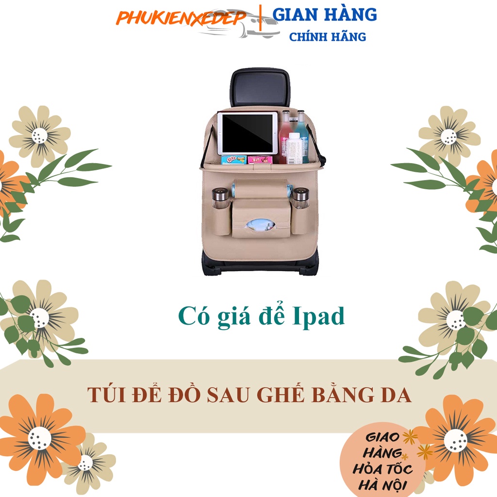 Túi để đồ sau ghế bằng DaMỚI NHẤT Mẫu có móc ôm sát ghế | Tăng thêm không gian đựng đồ trên xe tiện lợi thẩm mỹ
