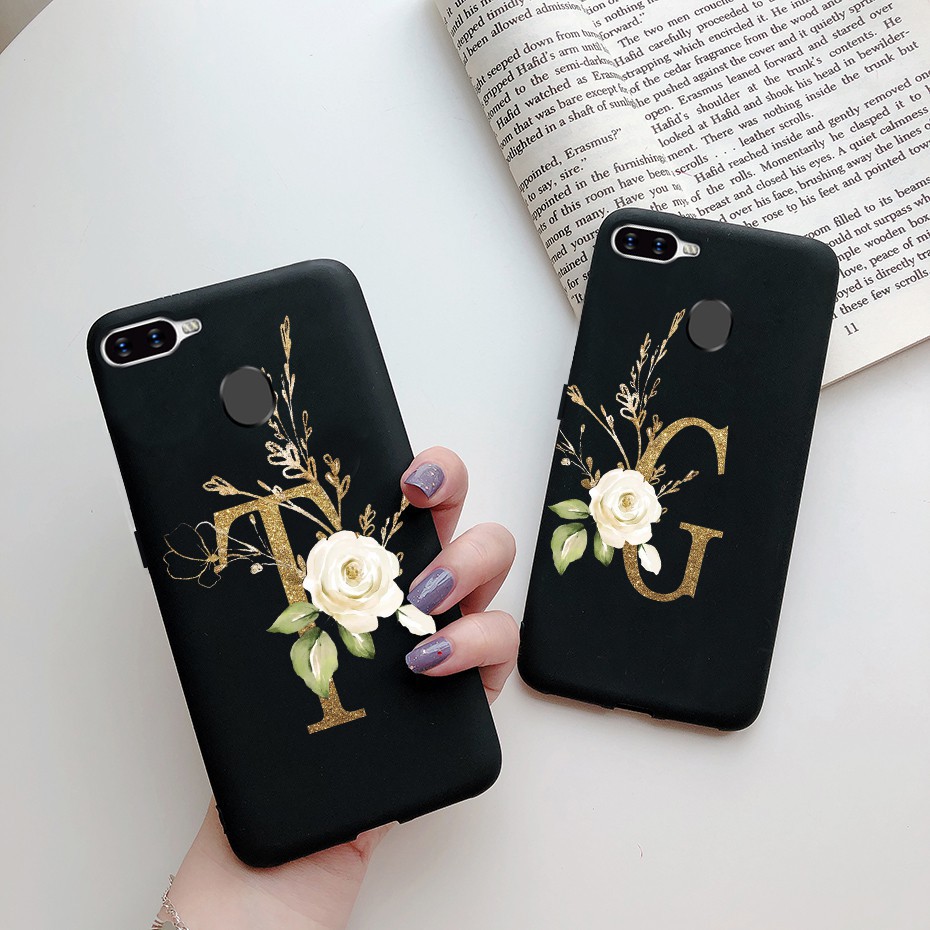 Ốp điện thoại nhựa mềm hình hoa và chữ cho Oppo A12 A7 A5S