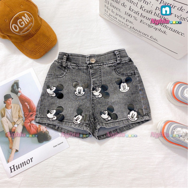 Quần sọt jeans mickey co dãn NGHĨA BABY Z1 cho bé gái!