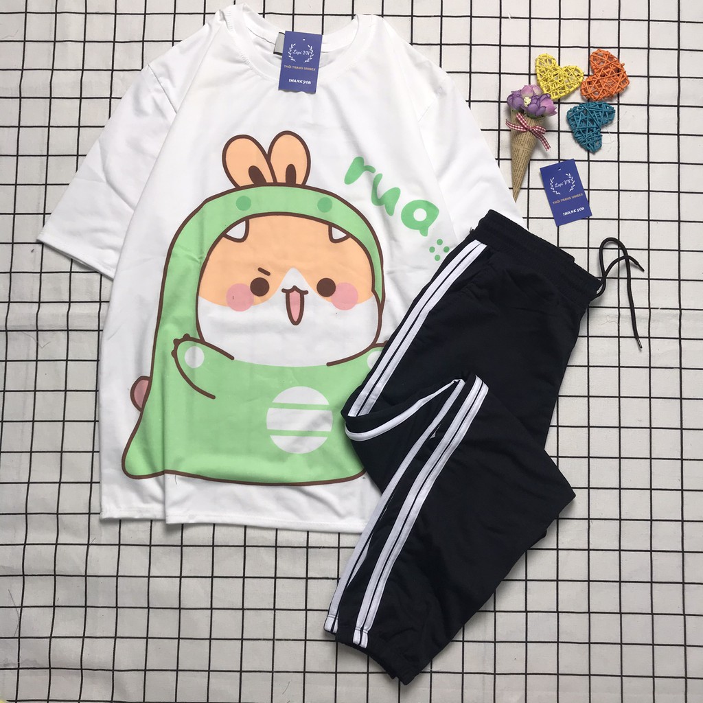 Đồ Bộ Dài Unisex Quần Jogger Áo Thun Chibi RUA Lapi VN Thoáng Mát, Freesize,Form Rộng, Nam Nữ Đều Mặc Được