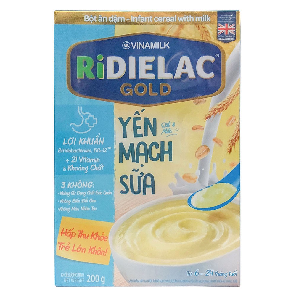 Bột Ăn Dặm Vinamilk Ridielac Gold Yến Mạch Sữa Hộp 200g