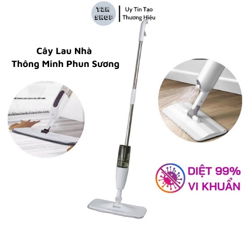 Cây lau nhà thông minh - Chổi lau sàn nhà kèm bình xịt phun sương đầu xoay 360 độ lau dọn dễ dàng 2 trong 1