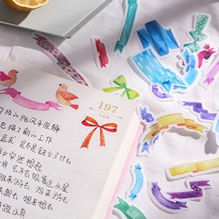 Bộ 40 miếng dán sticker giấy washi in hình ảnh nghệ thuật trang trí sổ tay tạp chí ST178