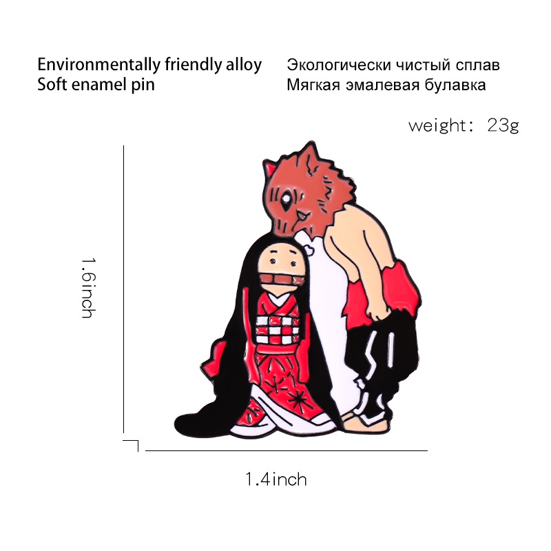 Ghim cài áo QIHE JEWELRY phong cách Anime Demon Slayer Nhật Bản cho bé