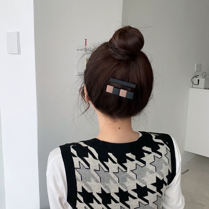 Kẹp Tóc Màu Cà Phê Sữa Phong Cách Retro Đơn Giản