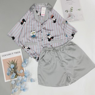 ĐỒ BỘ PIJAMA ĐÙI vải lụa satin cực sang