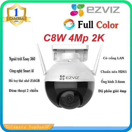 Camera Wifi Ngoài Trời Xoay 360 Ezviz C8W Siêu Nét 4MP 2K HD , Màu Đêm, AI Thông Minh - Đàm thoại 2 chiều,chuẩn nén H265