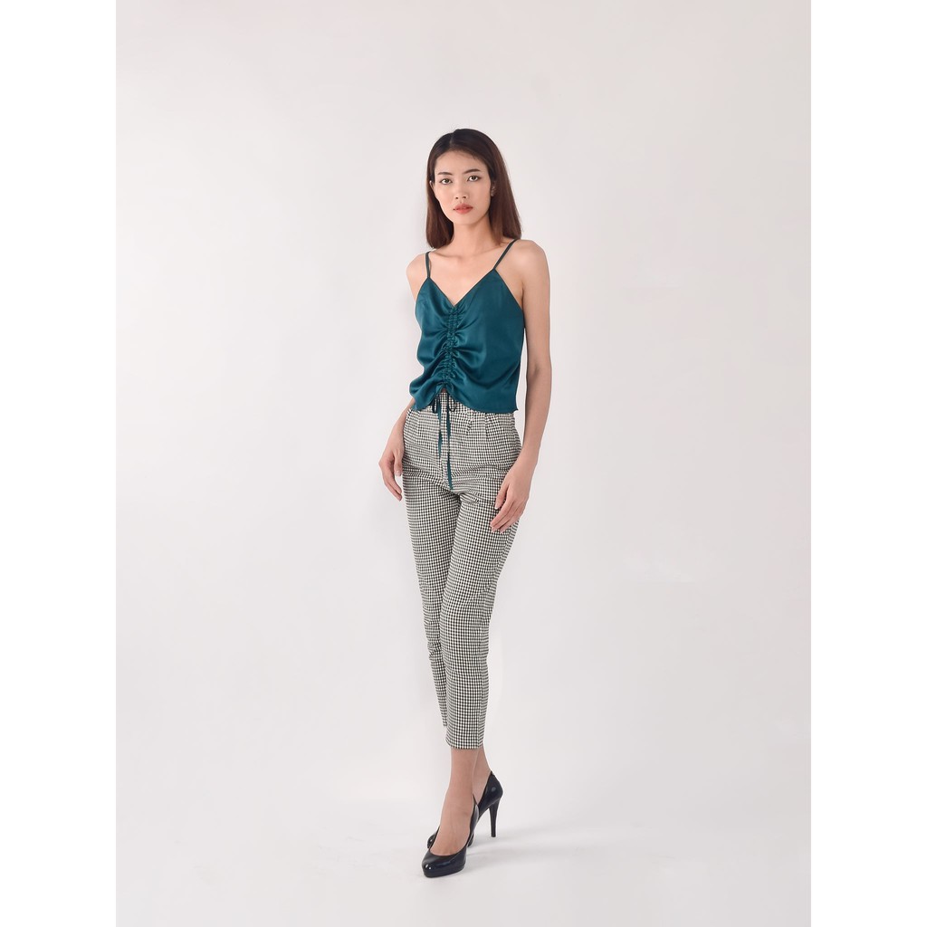 Áo Camisole Lụa Satin màu Xanh Rêu Top Trending