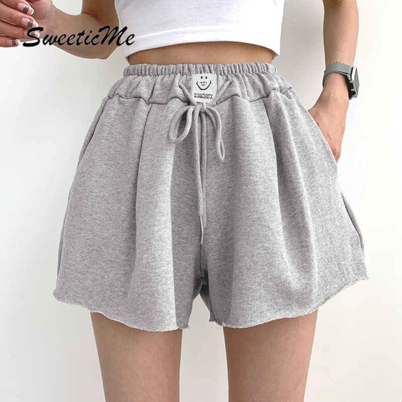Quần Short Thể Thao Dáng Rộng Màu Trơn Thiết Kế Đơn Giản Thời Trang Mới Cho Nữ