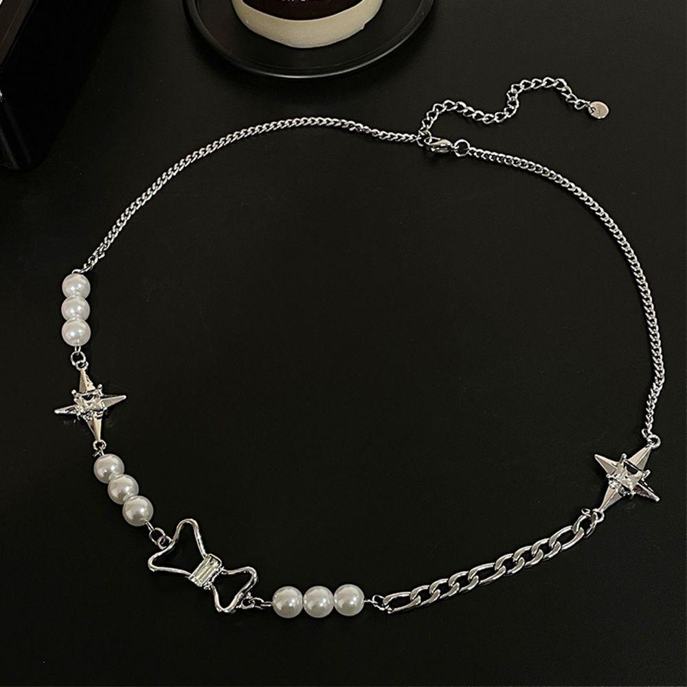 ANEMONE Vòng cổ Bằng Thép Titan Đính Ngọc Trai Nhân Tạo Phong Cách Cổ Điển Sang Trọng