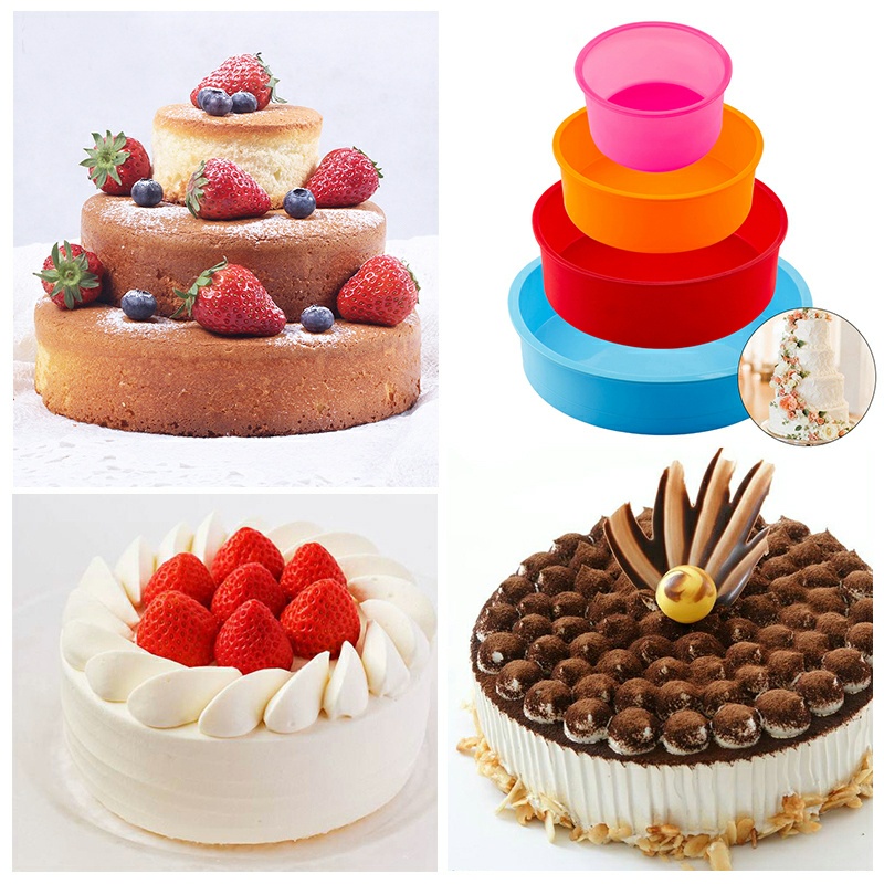 Khuôn Silicon Hình Tròn Làm Bánh, Nướng Bánh Nhiều Cỡ 4inch / 6inch / 8inch