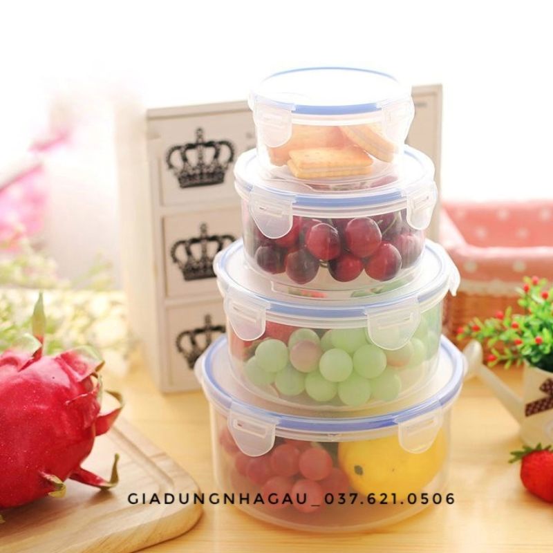 Set 3 hộp lạnh thực phẩm chống tràn dùng được lò vi sóng 6536