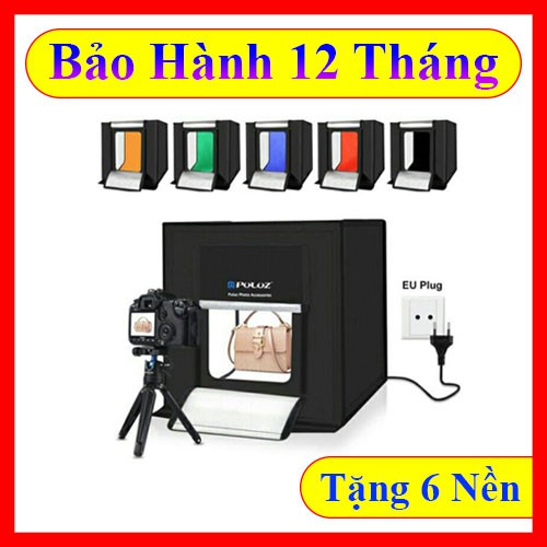 Hộp Chụp Sản Phẩm 40x40cm PULUZ kèm Đèn Led 2 dãy Siêu Sáng + Tặng kèm 6 phông nền - MeBoom