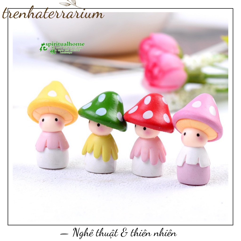 Tiểu cảnh búp bê nấm trang trí vi cảnh, sen đá, mô hình, terrarium