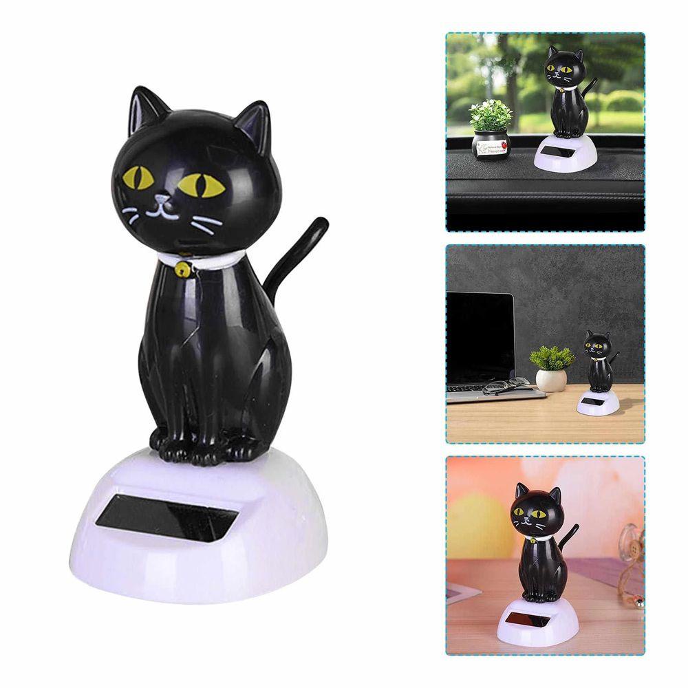 Búp Bê Mèo Đen Lắc Đầu Trang Trí Bảng Điều Khiển Xe Hơi Bằng Năng Lượng Mặt Trời Thân Thiện Với Môi Trường