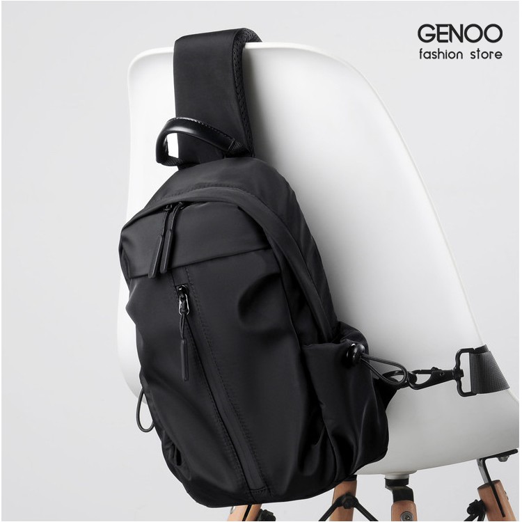 Túi Đeo Chéo Nam Nữ Basic Thể Thao Chống Nước GN004 Balo Một Quai Đeo Vai Bao Tử Vải Đen Mềm Mịn Cao Cấp GENBAG
