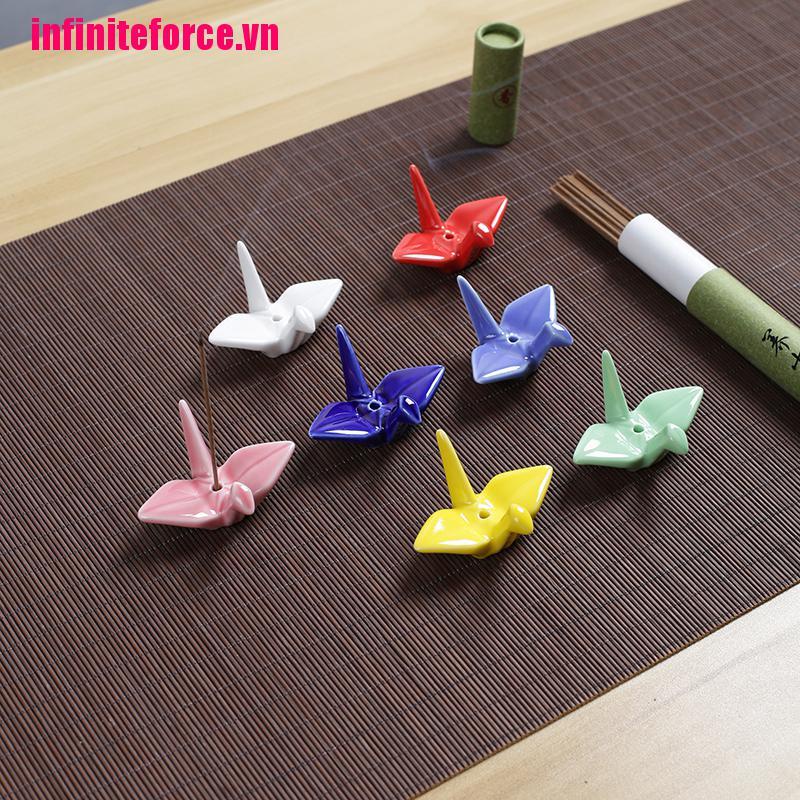 1 Đế Đốt Trầm Hương Hình Chim Hồng Hạc Bằng Sứ
