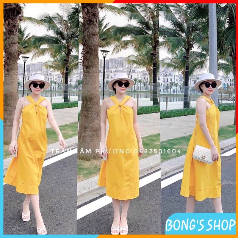Váy nữ xinh, váy nữ đẹp suông xoắn dây cách điệu chất thô đũi Siu Đẹp