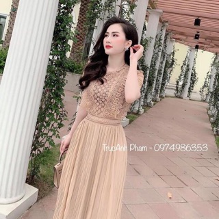 Váy ren xếp li / kèm ảnh thật