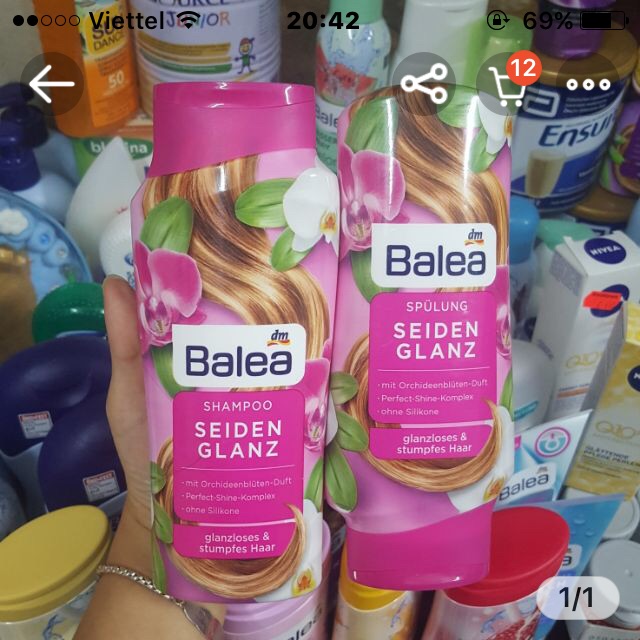 💥 BALEA SHAMPOO & SPULUNG SEIDEN GLANZ - Dầu gội & xả dưỡng bóng tóc Balea.