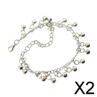 Set 12 / 2 Lắc Chân Chuông Lắc Chân Màu Bạc Có Thể Điều Chỉnh