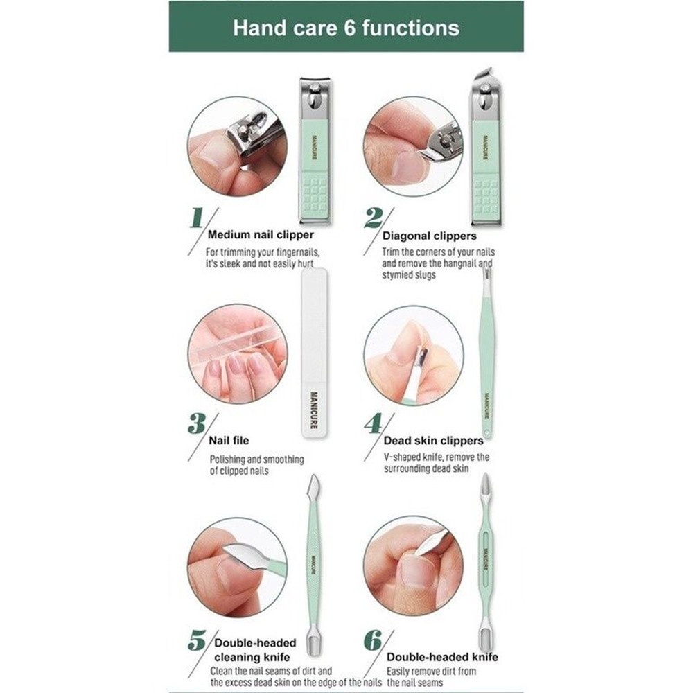 ★★★Bộ 16 Dụng Cụ Làm Móng Bằng Thép Không Gỉ Cứng Màu Sắc