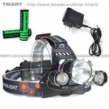 Đèn pin đội đầu 3 bóng siêu sáng loại tốt pin đỏ