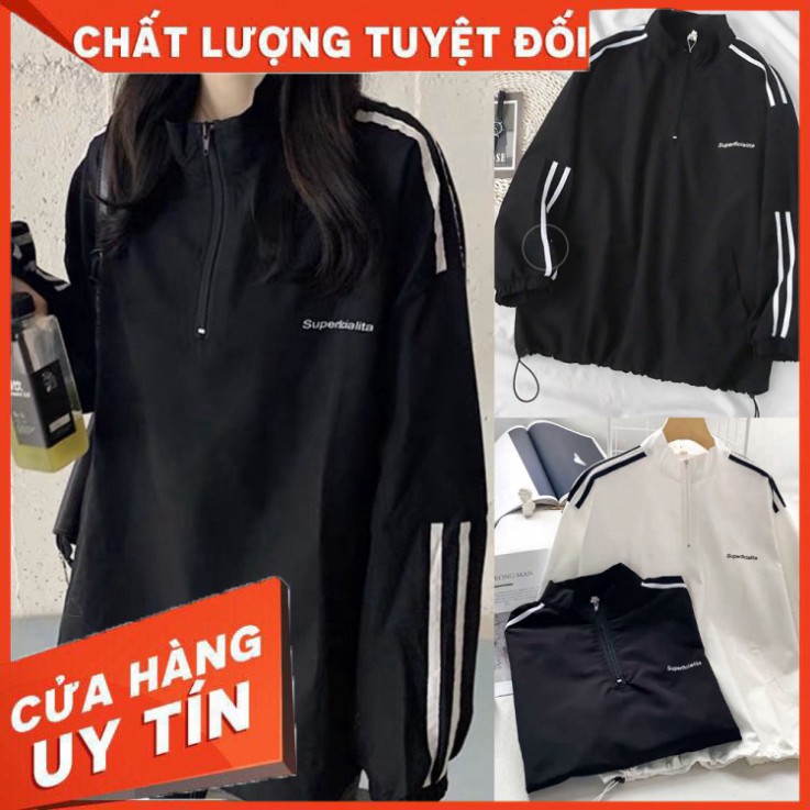 Áo JACKET khóa lửng form rộng Áo khoác kaki nam nữ phong cách hàn quốc 2 màu đen trắng - Hàng nhập khẩu
