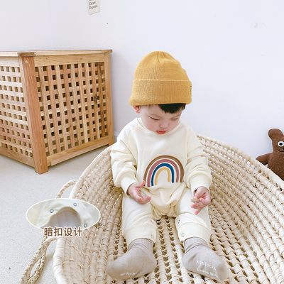 Áo liền quần họa tiết cầu vồng kiểu dáng dễ thương cho bé